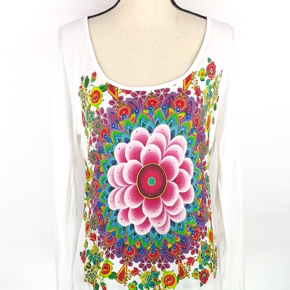 DESIGUAL Floral Print Tunic Top T-Shirt - Picture 2 of 8